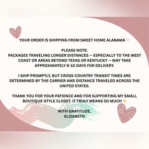 Sweet Home Alabama Shipping Notice